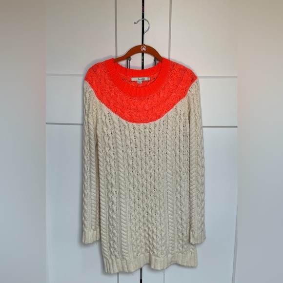 Boden Long Cream and Orange Cable Knit Sweater - Picture 7 of 16
